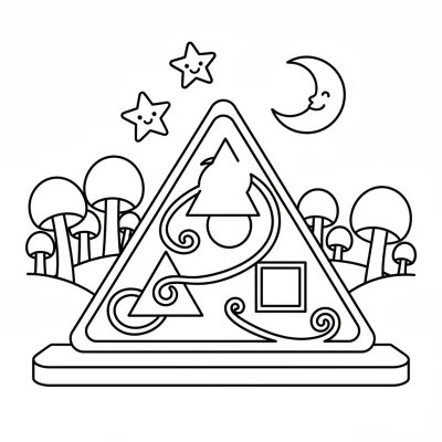 Gizemli üçgen şekli boyama sayfası