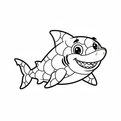 Gökkuşağı Pullu Köpek Balığı Boyama Sayfası