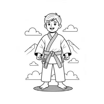 Gökkuşağı renkli karate kuşağı boyama sayfası