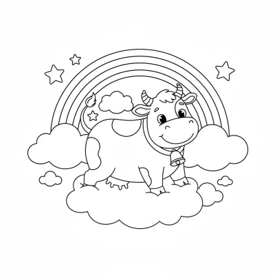Gökyüzünde parlayan gökkuşağı boyama sayfası