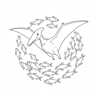 Gökyüzünde Uçan Balık Sürüsü boyama sayfası