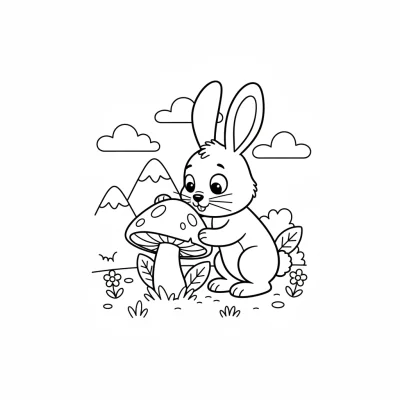Meraklı tavşan havucu inceliyor boyama sayfası