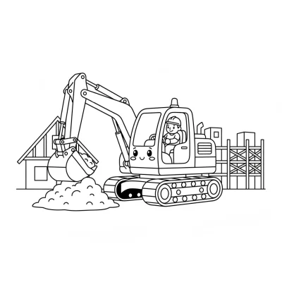 İnşaat alanında çalışan kepçe boyama sayfası