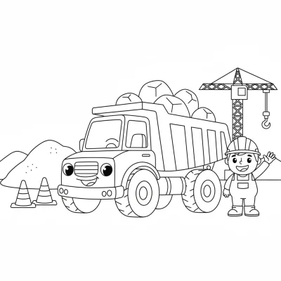 İnşaat alanında çalışan kamyon boyama sayfası