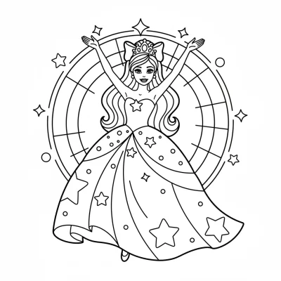 Işıl ışıl parlayan Barbie boyama sayfası