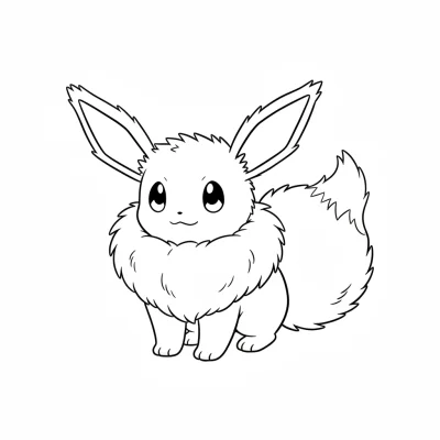Kabarık Eevee karakteri boyama sayfası