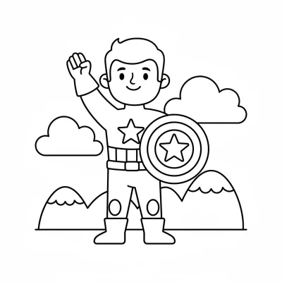 Cesur Kaptan Amerika kahraman boyama sayfası