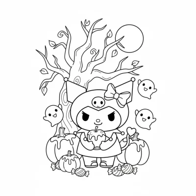 Karamelli Cadılar Bayramı kutlaması boyama sayfası