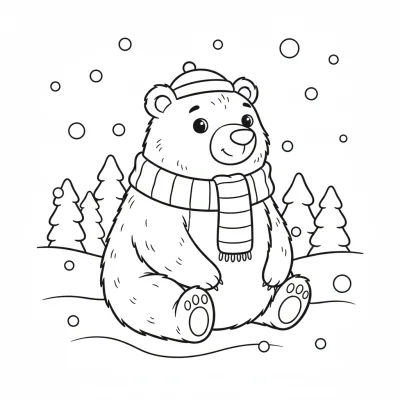 Kış uykusuna yatan pofuduk ayı boyama sayfası