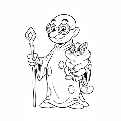 Kitap okuyan gözlüklü şirin boyama sayfası