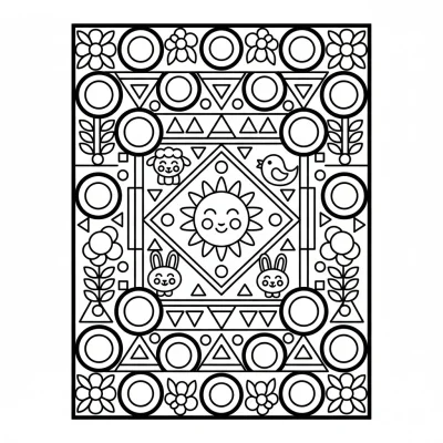 Kolay kilim desenleri boyama sayfası