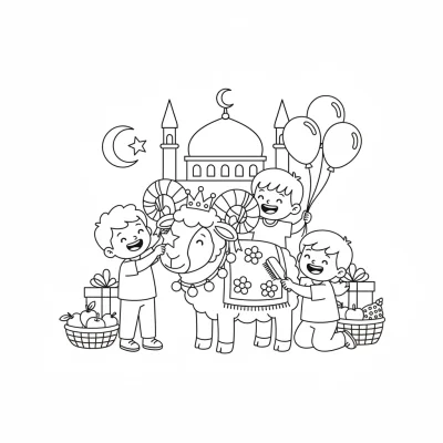 Kurban Bayramı hazırlıkları boyama sayfası