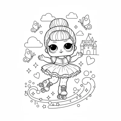 Lol Bebek sihirli paten süren boyama sayfası