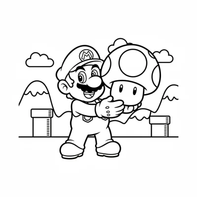 Mario süper mantar güçleniyor boyama sayfası