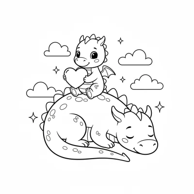 Minik ejderhanın uçuşu boyama sayfası