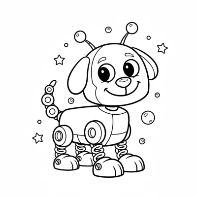 Neşeli robot köpek boyama sayfası