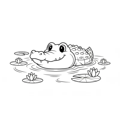 Nil nehrinde yüzen timsah boyama sayfası