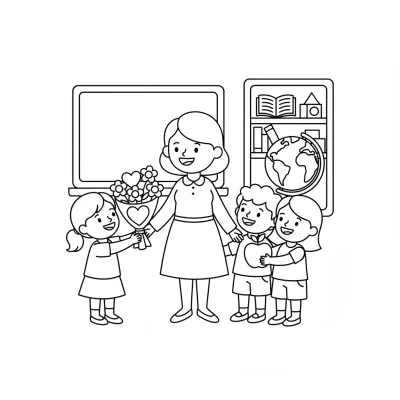 Öğretmenler Günü kutlama boyama sayfası