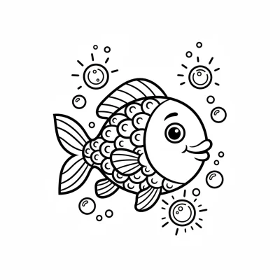 Parıldayan inci balığı boyama sayfası