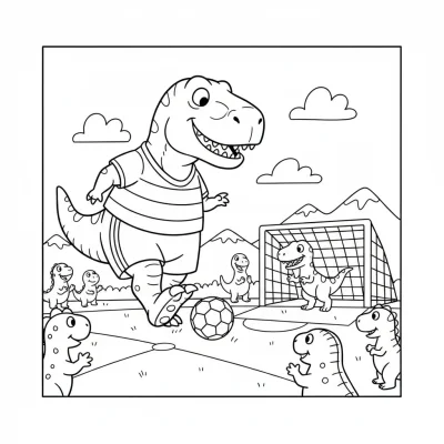 Penaltı çeken devasa dinozor boyama sayfası