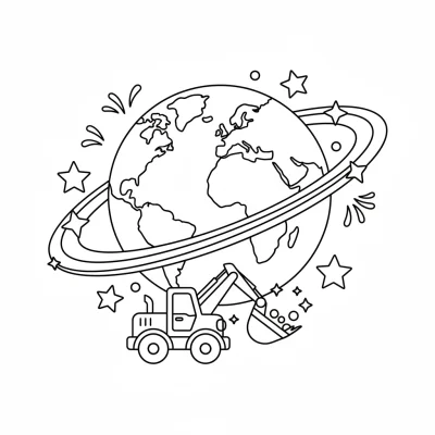 Uzaydaki Pırıltılı Gezegen Boyama Sayfası