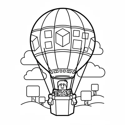 Roblox dünyasında uçan balon karakteri boyama sayfası