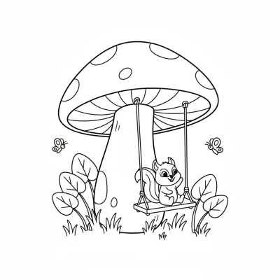 Şapkası salıncak olan mantar boyama sayfası