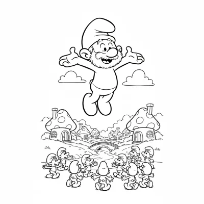 Şirinler Köyü'nde Havaya Yükselen Dev boyama sayfası