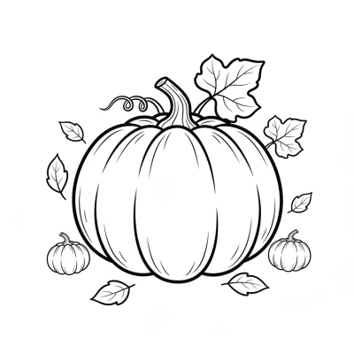 Kocaman balkabağı sonbahar temalı boyama sayfası