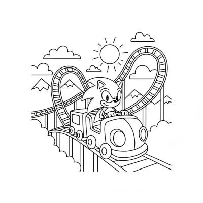 Sonic hız treniyle macera boyama sayfası