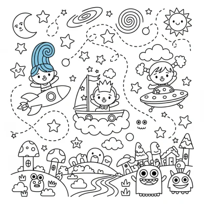 Toca Boca karakterlerinin hayal gücü boyama sayfası