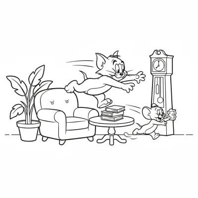 Tom ile Jerry'nin Kovalamaca Anı Boyama Sayfası