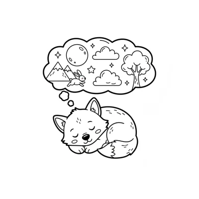 Uyuyan kurdun rüyası boyama sayfası