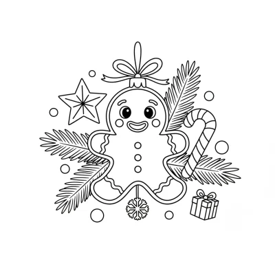 Yılbaşı ağacı süsleri ve toplar boyama sayfası