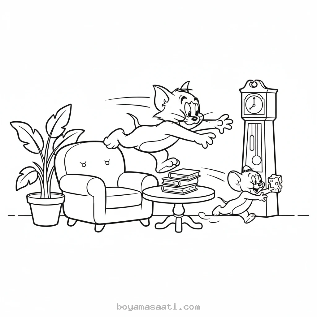 Tom ile Jerry'nin Kovalamaca Anı Boyama Sayfası