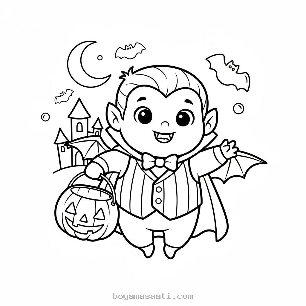 Minik Vampir Yar Gece Boyama Sayfası